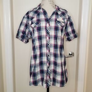 Men's Short Sleeve Plaid Buttoned Shirt